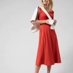 NWT | Athleta Ryder Dress Brick Red Midi Length Cut Out Back Pockets | XSmall